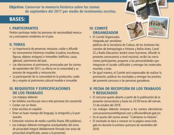 Concursos de Narrativa y Fotografía alusivos a los sismos de 2017