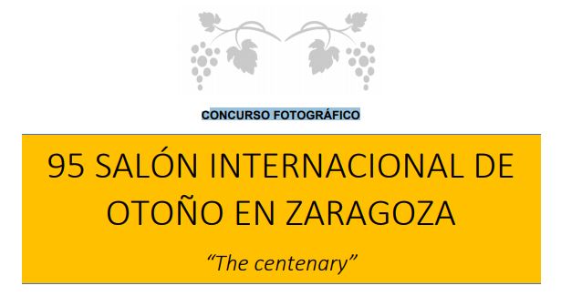 Concurso Fotográfico 95 SALÓN INTERNACIONAL DE OTOÑO “The centenary”